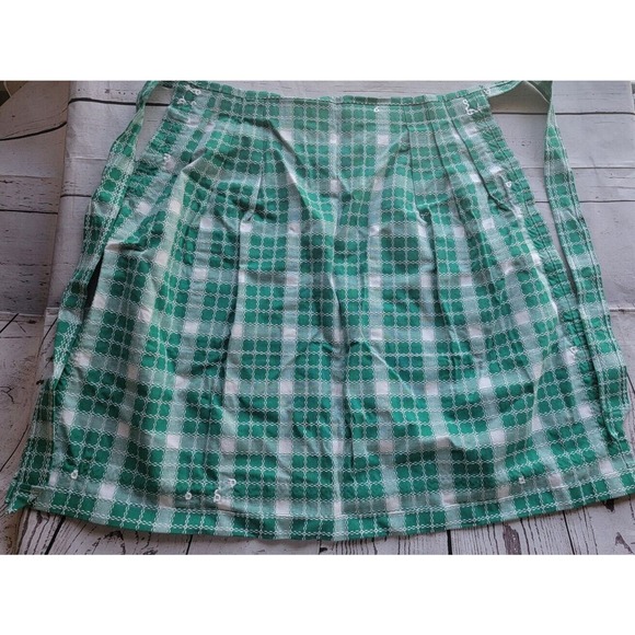 Vintage Green Checked Plaid Half Waist Arpon Great Details Countrycore Farmhous - Picture 10 of 14